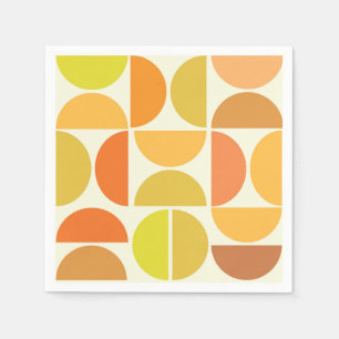 Abstract Mid century modern circles orange yellow  Napkin