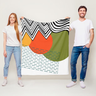 Abstract Mid-Century Modern Fleece Blanket