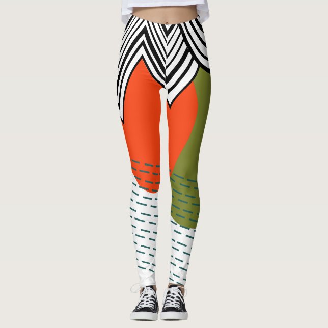 Abstract Mid-Century Modern  Leggings (Front)