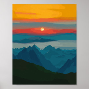 Abstract Mid Century Modern Mountains  Poster