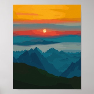 Abstract Mid Century Modern Mountains  Poster