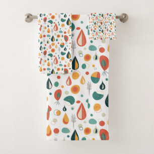 Abstract Mid Century Modern Nature Raindrop Bath Towel Set