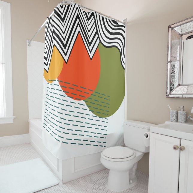 Abstract Mid-Century Modern  Shower Curtain (In Situ)