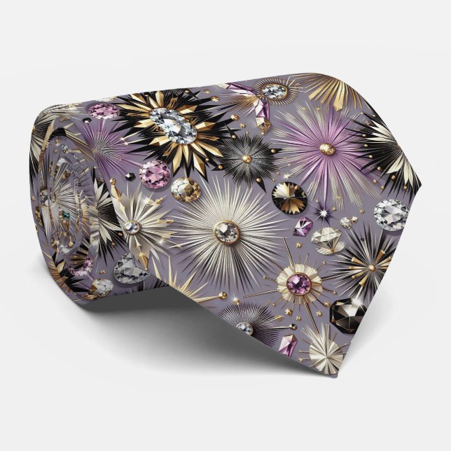 Abstract Mid Century Modern Starburst Diamond Tie (Rolled)