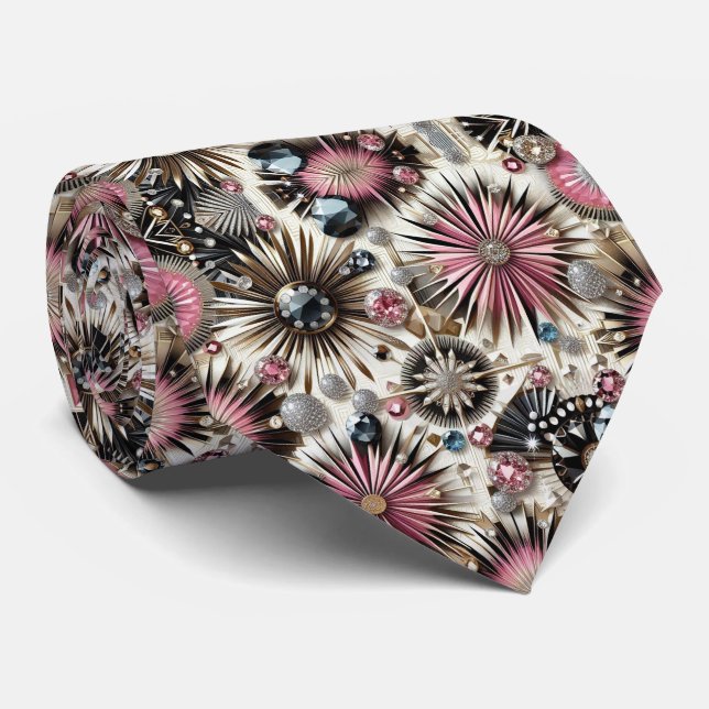 Abstract Mid Century Modern Starburst Diamond Tie (Rolled)
