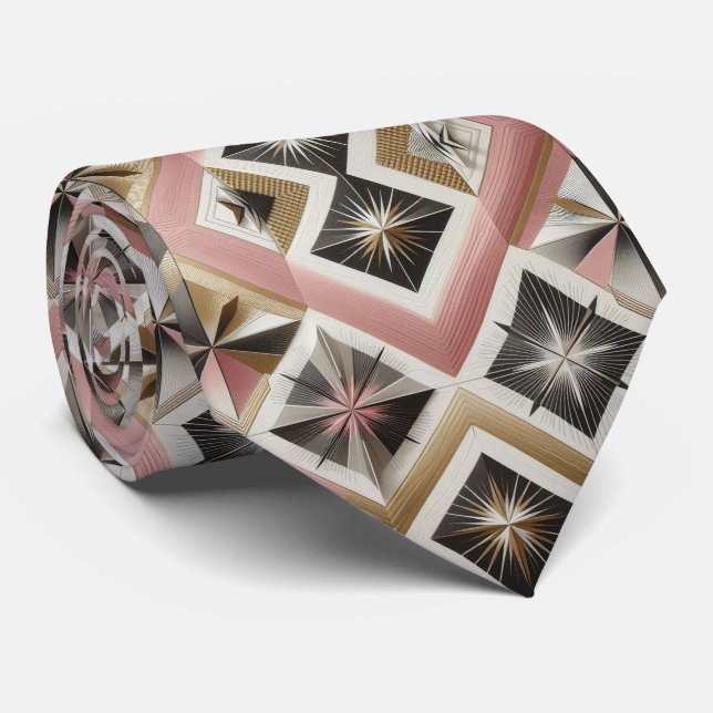Abstract Mid Century Modern Starburst DIamond Tie (Rolled)