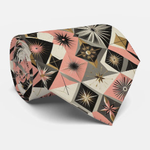 Abstract Mid Century Modern Starburst DIamond Tie