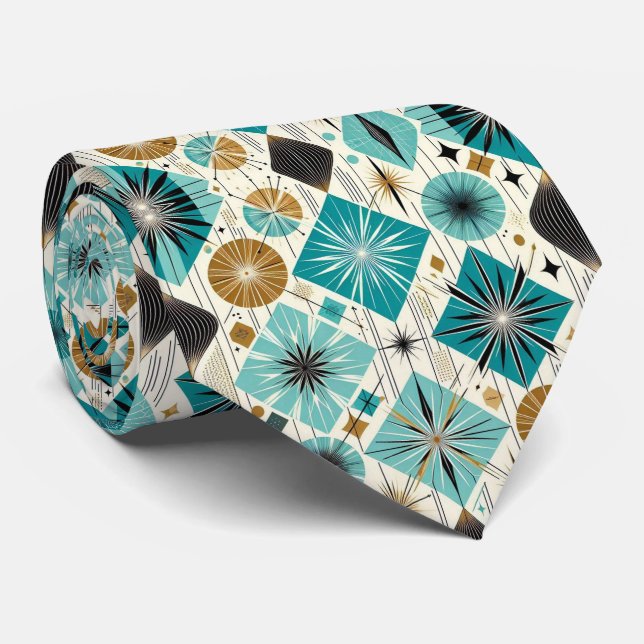 Abstract Mid Century Modern Starburst DIamond Tie (Rolled)