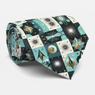 Abstract Mid Century Modern Starburst DIamond Tie
