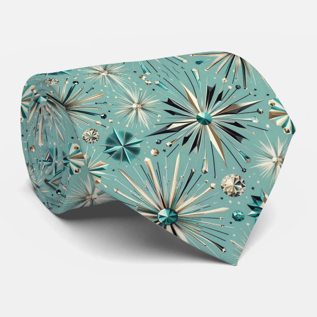 Abstract Mid Century Modern Starburst Diamond Tie (Rolled)