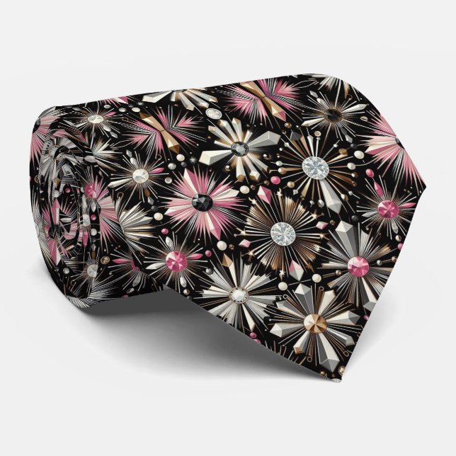Abstract Mid Century Modern Starburst Diamond Tie (Rolled)