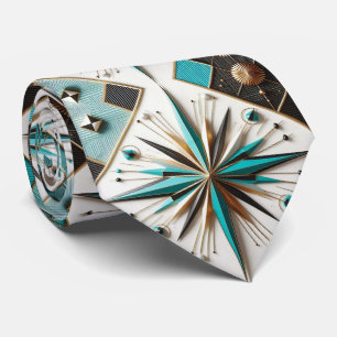Abstract Mid Century Modern Starburst DIamond Tie