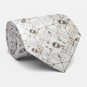 Abstract Mid Century Modern White Diamonds Tie