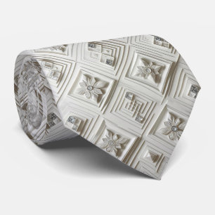Abstract Mid Century Modern White Diamonds Tie