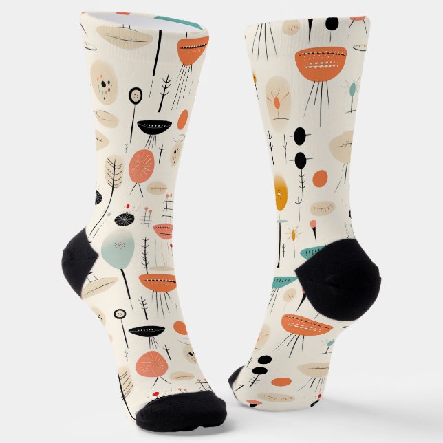 Abstract Mid-Century Pattern  Socks (Angled)
