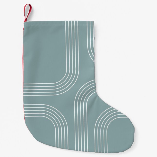 Abstract Mid Century style line art  Small Christmas Stocking (Front)