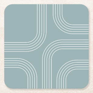 Abstract Mid Century style line art Square Paper Coaster