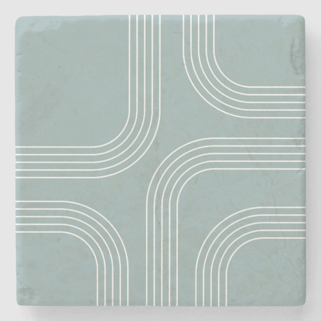 Abstract Mid Century style line art  Stone Coaster (Front)