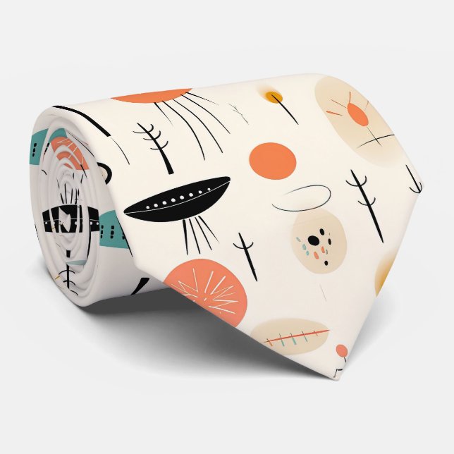 Abstract Mid-Century Tie (Rolled)