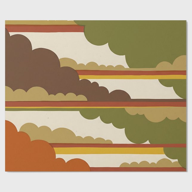 Abstract MidMod Cloud Burnt Olive Wrapping Paper (Flat)