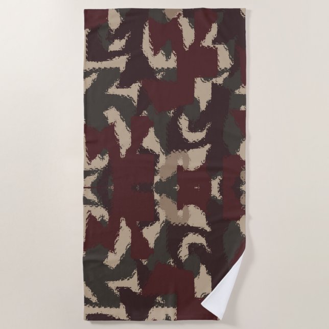 Abstract Military Camouflage Pattern Beach Towel (Front)