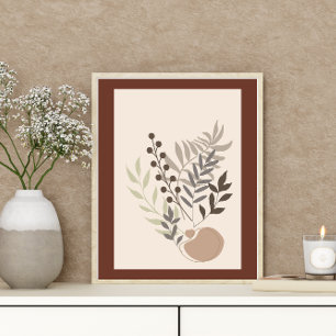 Abstract Minimal Boho Style Foliage Leaf Botanical Poster