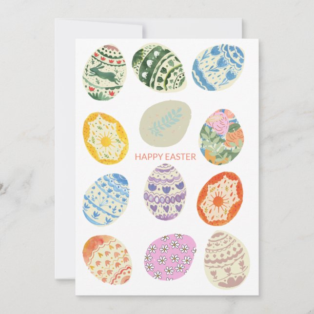 Abstract Minimal Colourful Eggs Easter Holiday Car Invitation (Front)