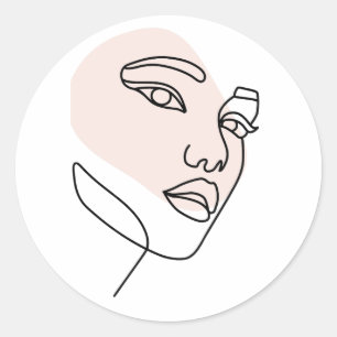  Abstract minimal female single line art  Classic Round Sticker