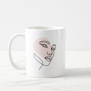 Abstract minimal female single line art coffee mug