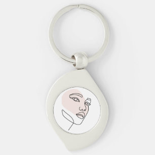 Abstract minimal female single line art  key ring