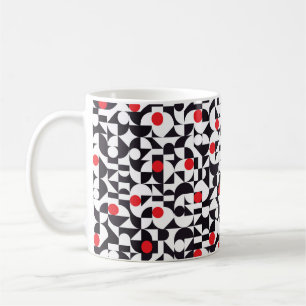 Abstract minimal geometric black white and red pat coffee mug