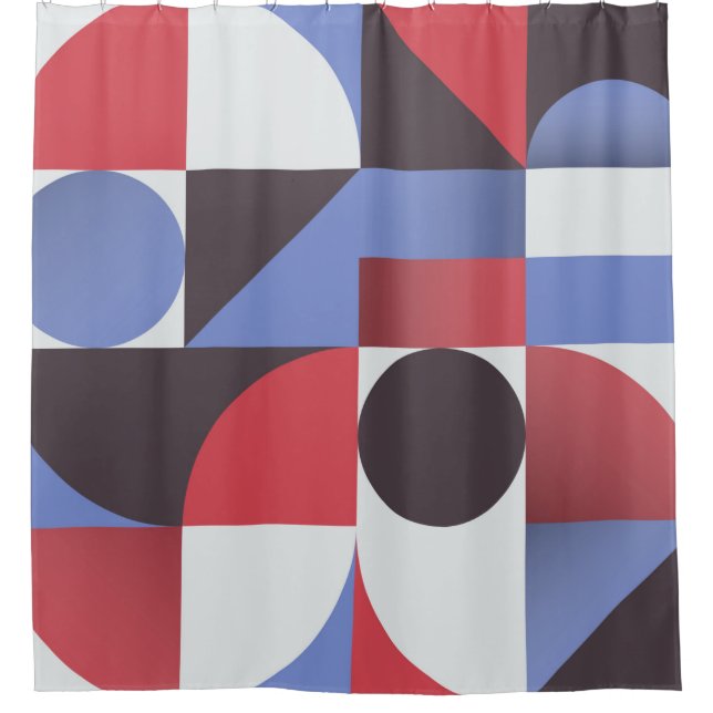 Abstract minimal geometric seamless pattern shower curtain (Front)