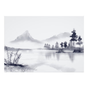 Abstract minimal landscape photo print