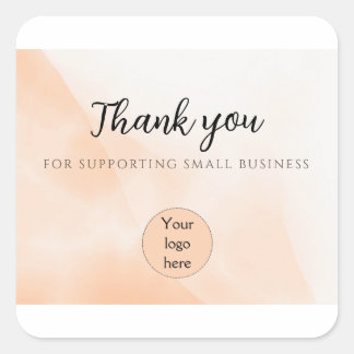 Abstract minimal orange Business Thank you Card Square Sticker