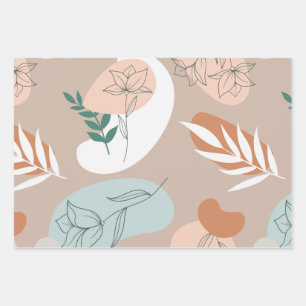 Abstract minimal pastel line art wrapping paper sheet