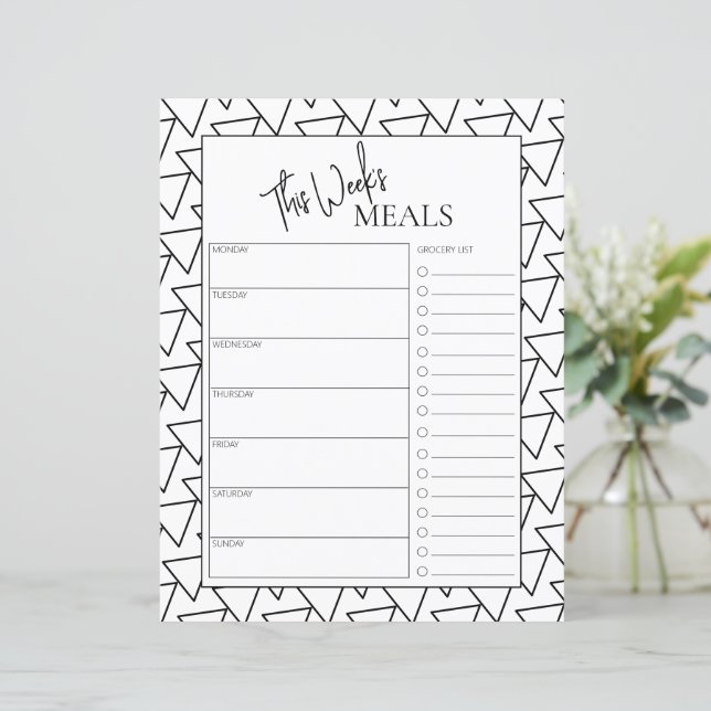 Abstract Minimal Script Text Weekly Meal Planner (Standing Front)