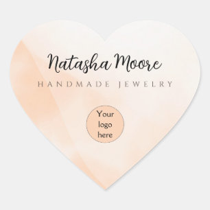 Abstract minimal simple orange Business  Heart Sticker