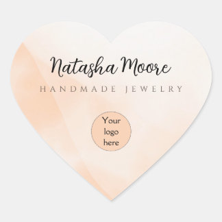 Abstract minimal simple orange Business  Heart Sticker