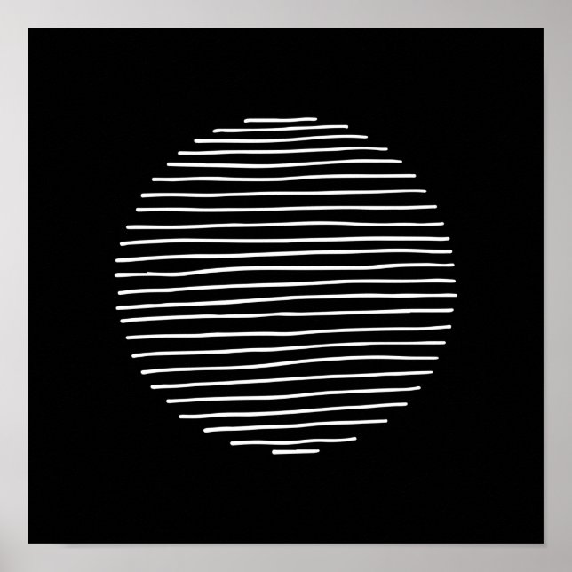 Abstract Minimal Stripe Circle Monochrome Art Poster (Front)