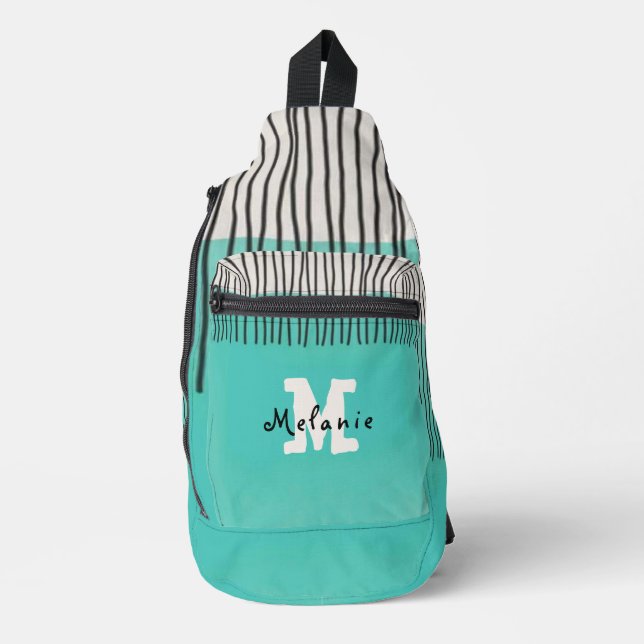 Abstract minimal style sketched trendy Monogram  Sling Bag (Front)