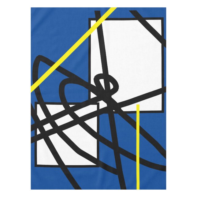 Abstract Minimalism Blue Yellow Tablecloth (Front)
