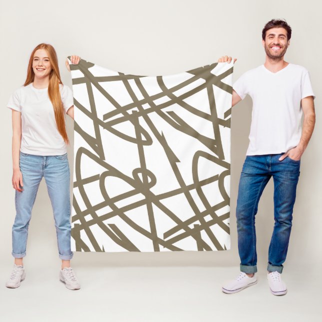 Abstract Minimalism Chocolate Lines White Blanket (In Situ)