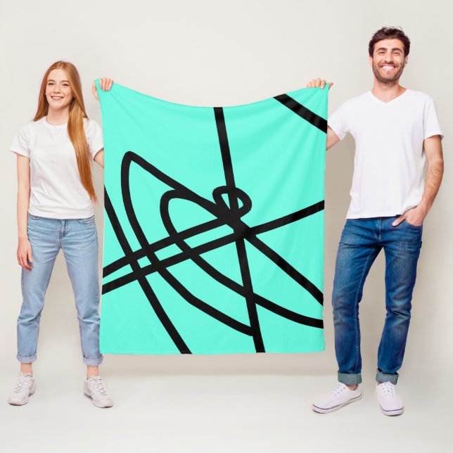 Abstract Minimalism Lines Black Turquoise Blanket (In Situ)