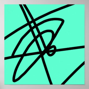 Abstract Minimalism Lines Black Turquoise Poster