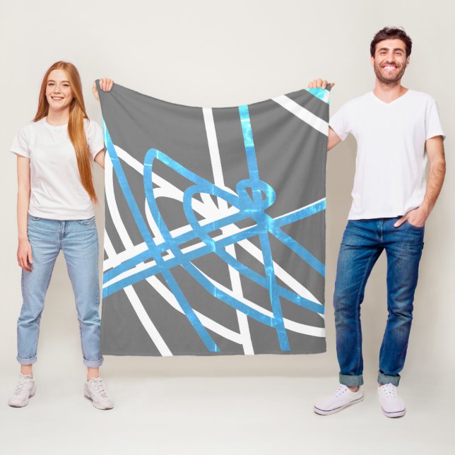 Abstract Minimalism Turquoise White Lines Blanket (In Situ)