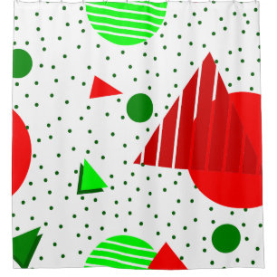 abstract minimalist christmas memphis geometric shower curtain