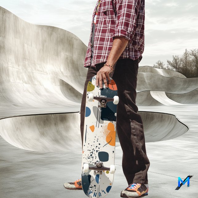 Abstract Minimalist - Earth Tone Geometric Skateboard (Creator Uploaded)