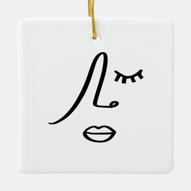 Abstract Minimalist Face Modern Art Design Ceramic Ornament (Front)