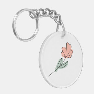 Abstract Minimalist Flowers  Key Ring