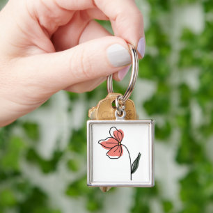 Abstract Minimalist Flowers keychain 
